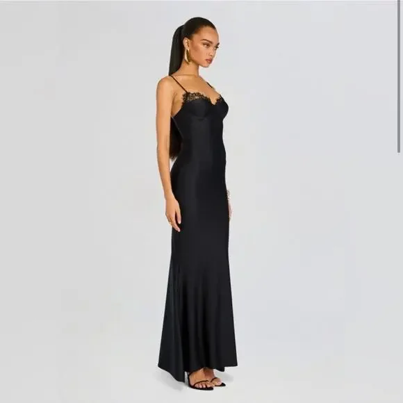 princess polly baby blue dress NWT NEW Retrofete x Shani Shemer Nola Black Bustier Maxi Dress Large
